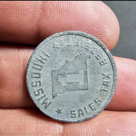 Missouri Sales Tax Receipt Token 1 Mill Lot Of 5 Coins Silver Tone very worn - Picture 5 of 5